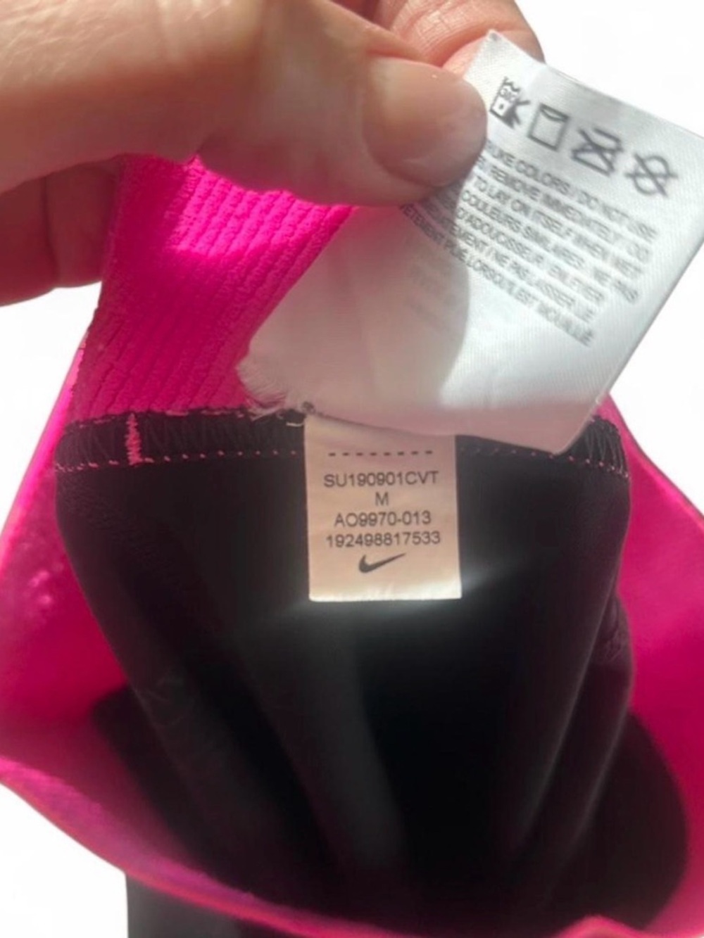 Nike Pro Black Crop Leggings Pink Waistband Size Small - Picture 4 of 4